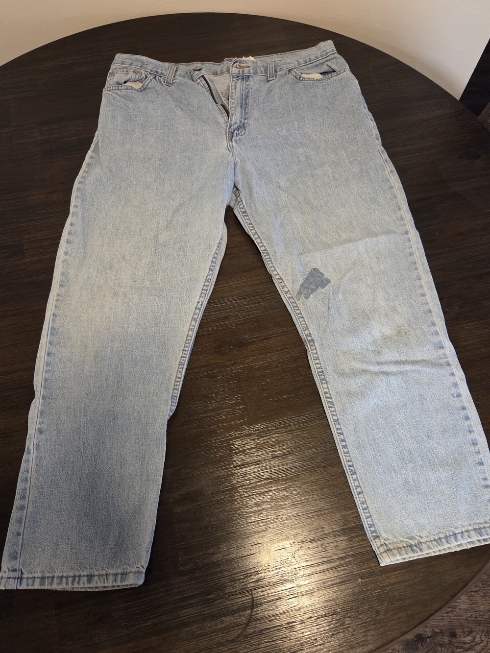 Mens Light Wash Straight Leg‎ Denim Jeans Blue Relaxed Fit Size 34x26